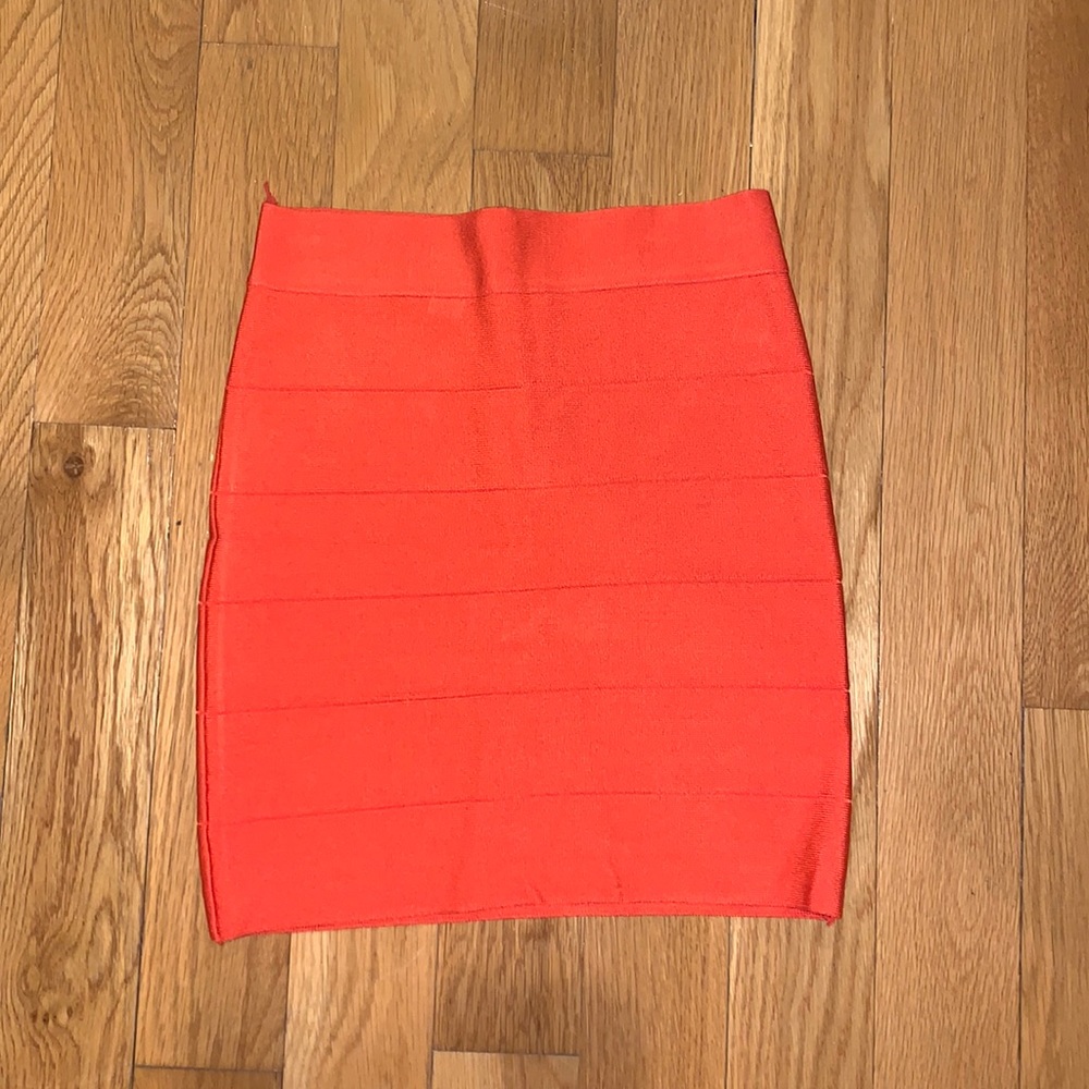 BEBE coral bandage skirt
